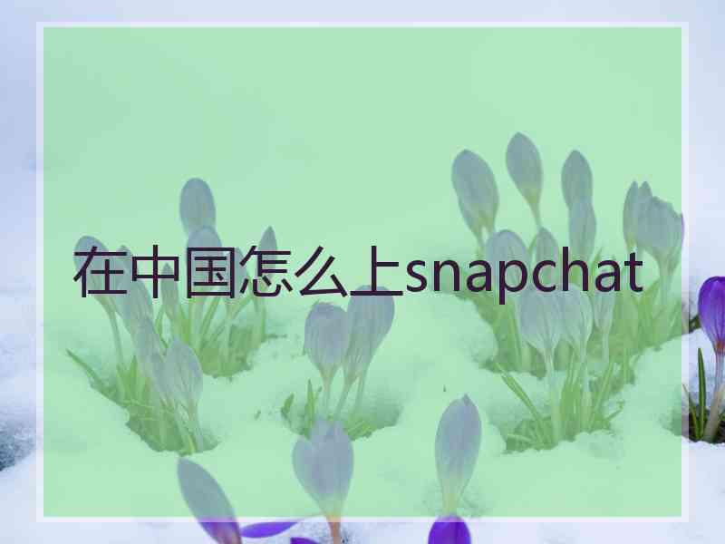 在中国怎么上snapchat