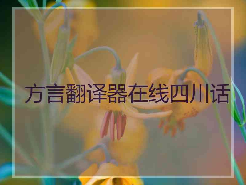方言翻译器在线四川话