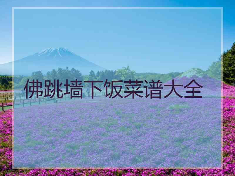 佛跳墙下饭菜谱大全