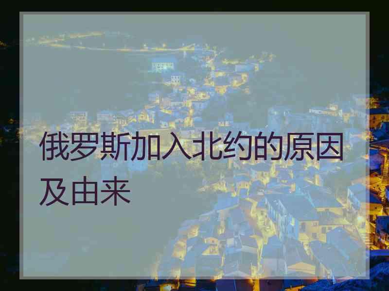 俄罗斯加入北约的原因及由来