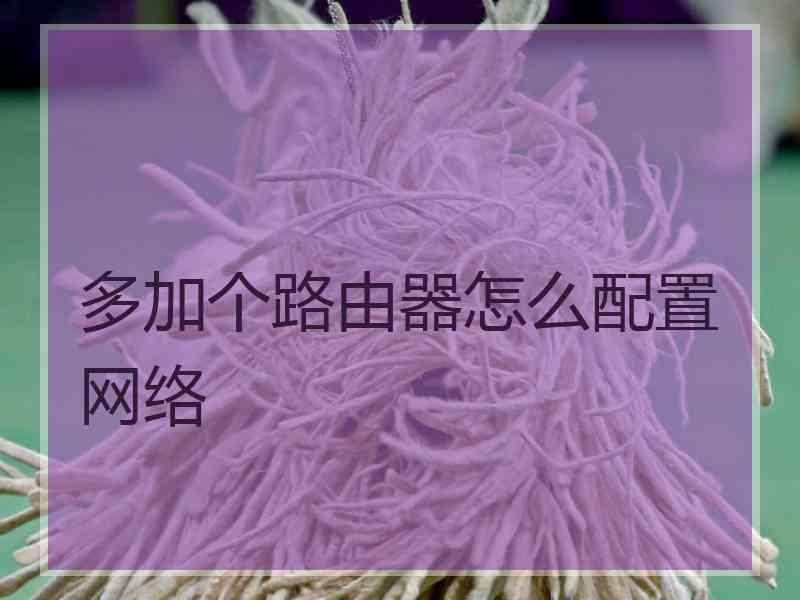 多加个路由器怎么配置网络