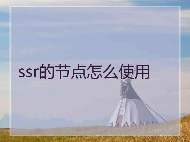 ssr的节点怎么使用
