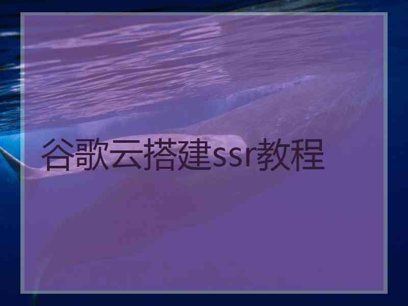 谷歌云搭建ssr教程
